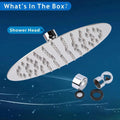 Illustration of the round shower head and its connection components.