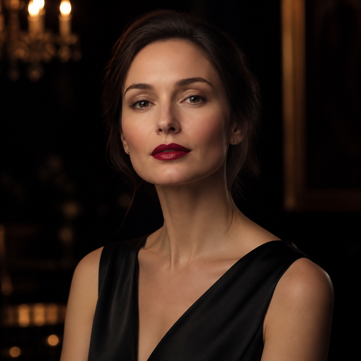 AI-generated evening beauty styling inspiration — not the actual product
