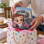 AI-generated gift scene showing one Star Wars Doorables Puffables blind box; assortment and character are random, gift bag not included.