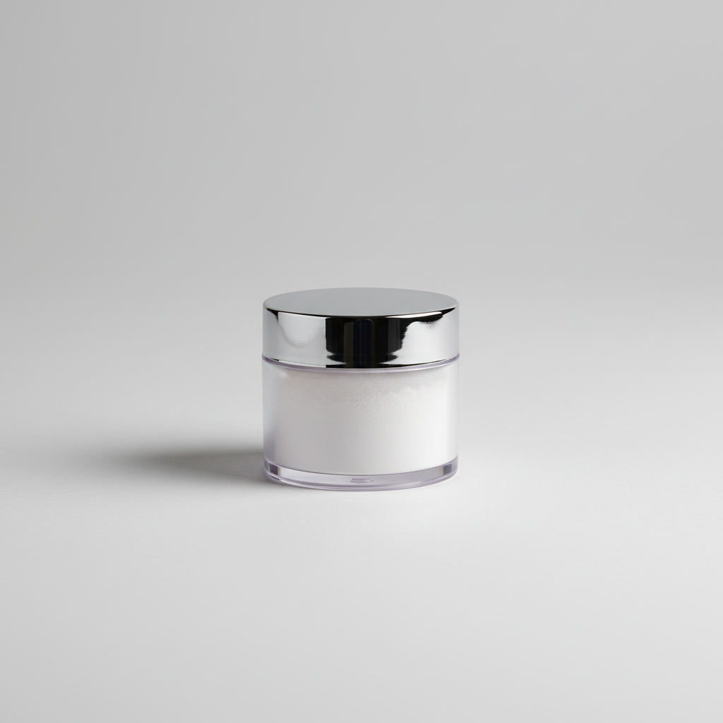 Studio shot of the jar and silver lid on a light surface