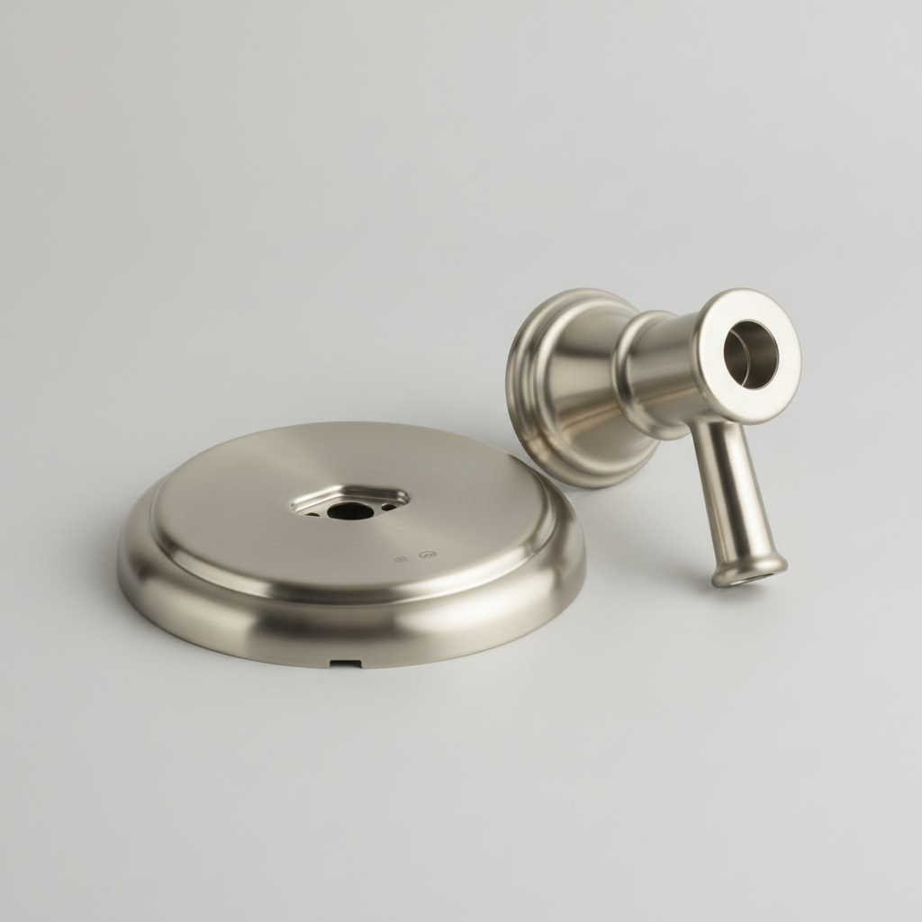 AI-generated lifestyle/context image of Moen Belfield UT4301BN M-CORE transfer valve trim kit in Brushed Nickel