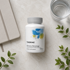 Illustrative flat-lay image of sealed Thorne Hormone Advantage bottle