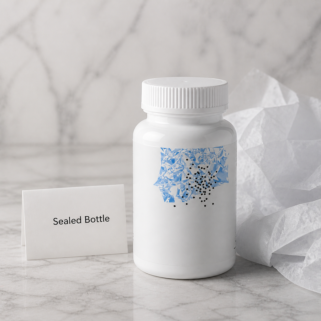 Lifestyle image emphasizing sealed bottle presentation for Thorne Iron Bisglycinate