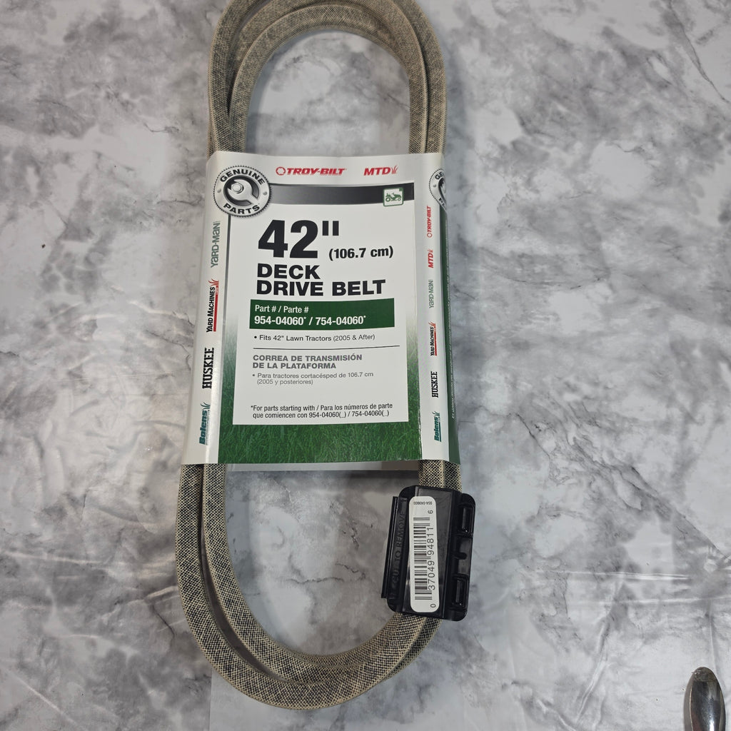 Genuine Troy-Bilt/MTD 42-inch deck drive belt in original retail package, actual More4less Outlet inventory