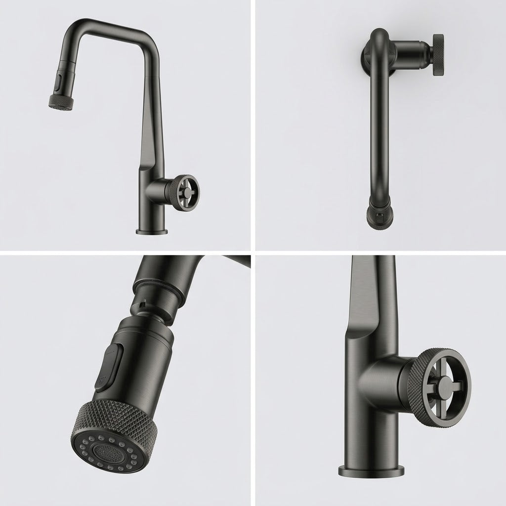 Kraus Urbix Industrial Pull-Down Single Handle Kitchen Faucet - Black Stainless Steel (KPF-3126SB)