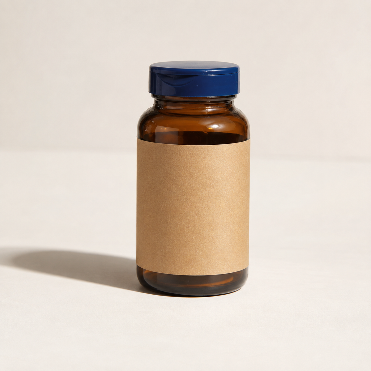 Wiley's Finest Peak DHA 60 softgels — AI-generated studio context with rear-facing blank-label bottle; actual stocked product is image 1.